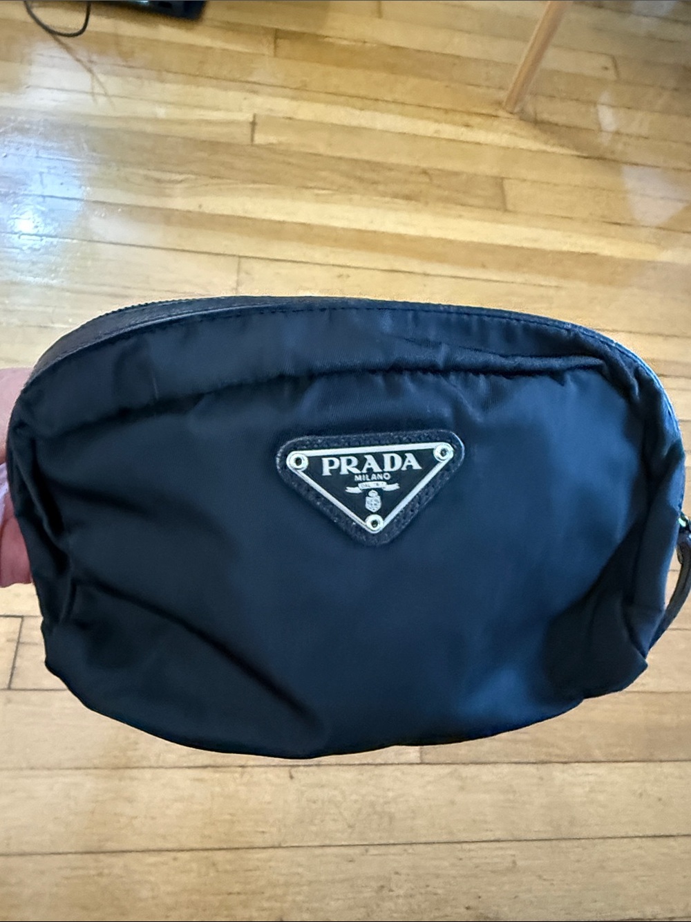 Prada Tessuto Nylon & Leather Cosmetic Pouch.